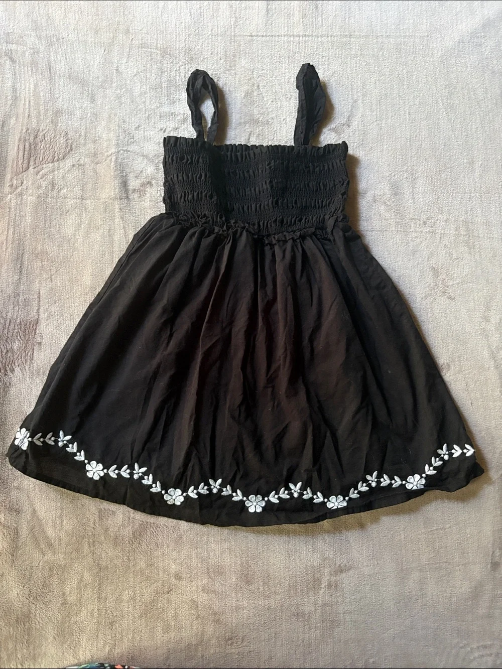 Janie and Jack Black Sundress with White Floral Hem